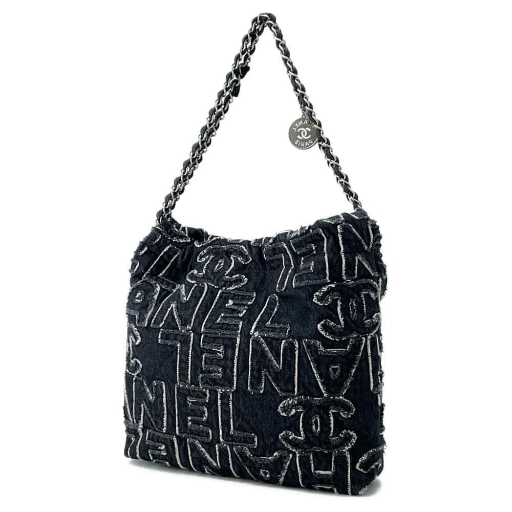 Chanel Chain Shoulder 22 Denim Black Bag